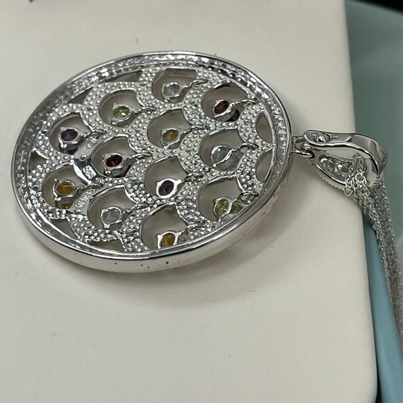 Ross-Simons Sterling Silver Multi-Gemstone Necklace – Vintage Statement Piece - Picture 9 of 17